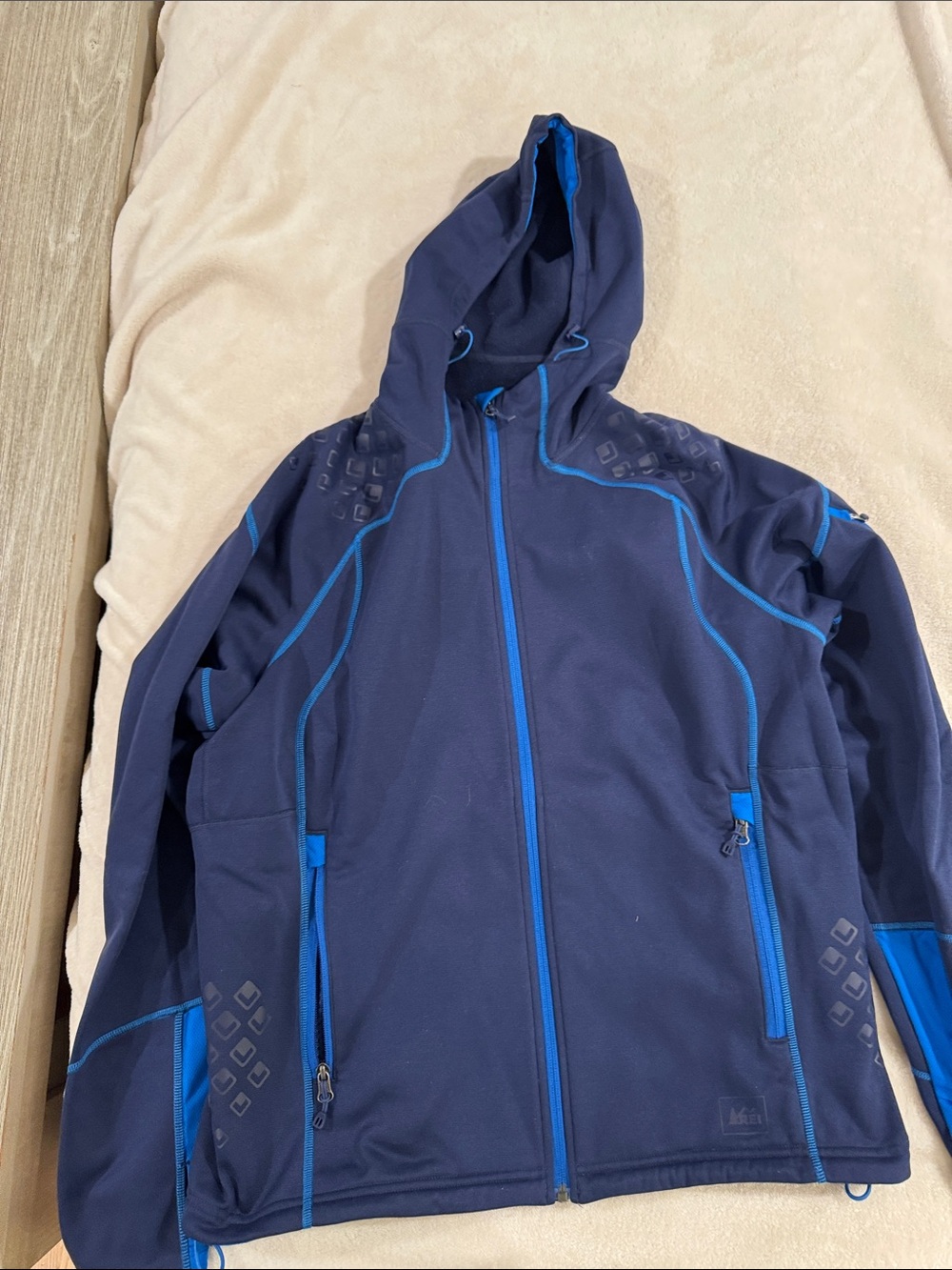 Mens Navy Blue Hooded Softshell Jacket - Lightweight Performance